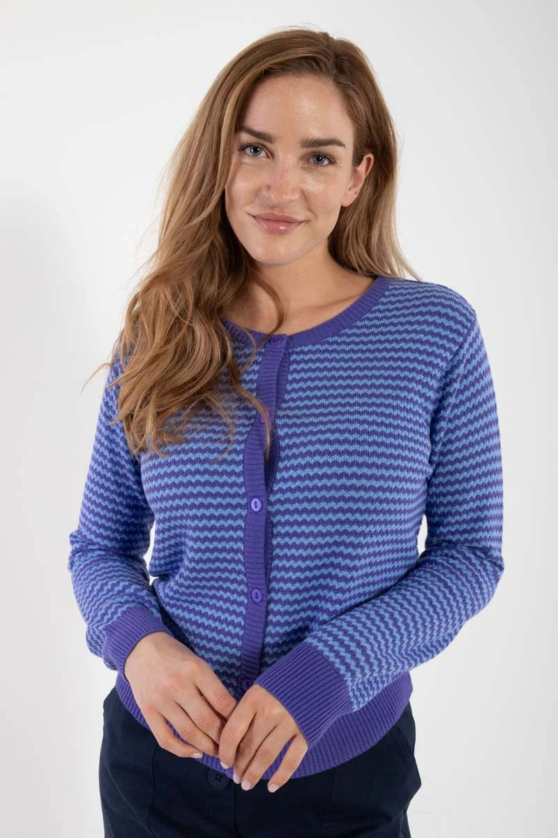 Danesaga Pearl Knit Cardigan Cold Purple/Waterblue