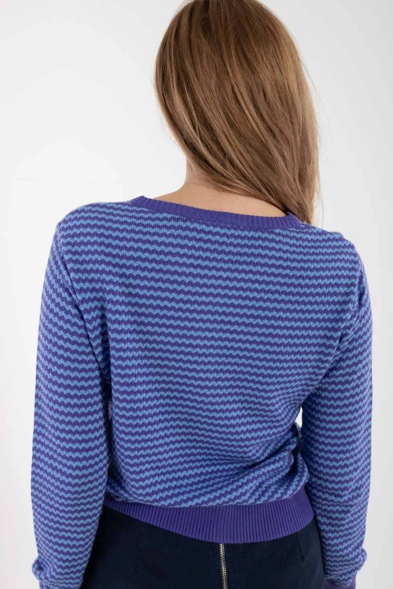 Danesaga Pearl Knit Cardigan Cold Purple/Waterblue