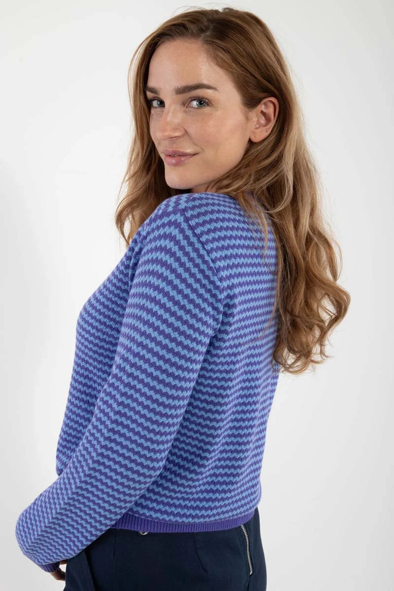 Danesaga Pearl Knit Cardigan Cold Purple/Waterblue