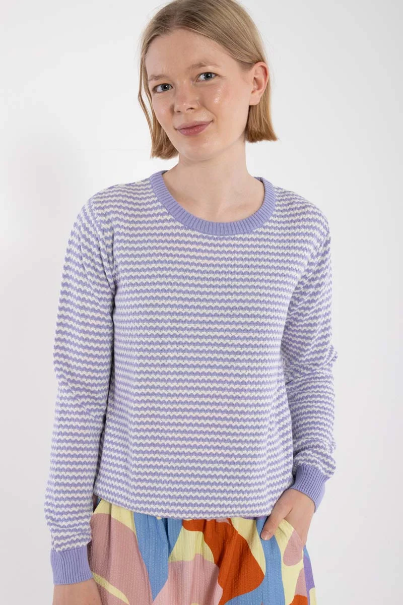Danepearly Pearl Knit Sweater Lilla/Chalk