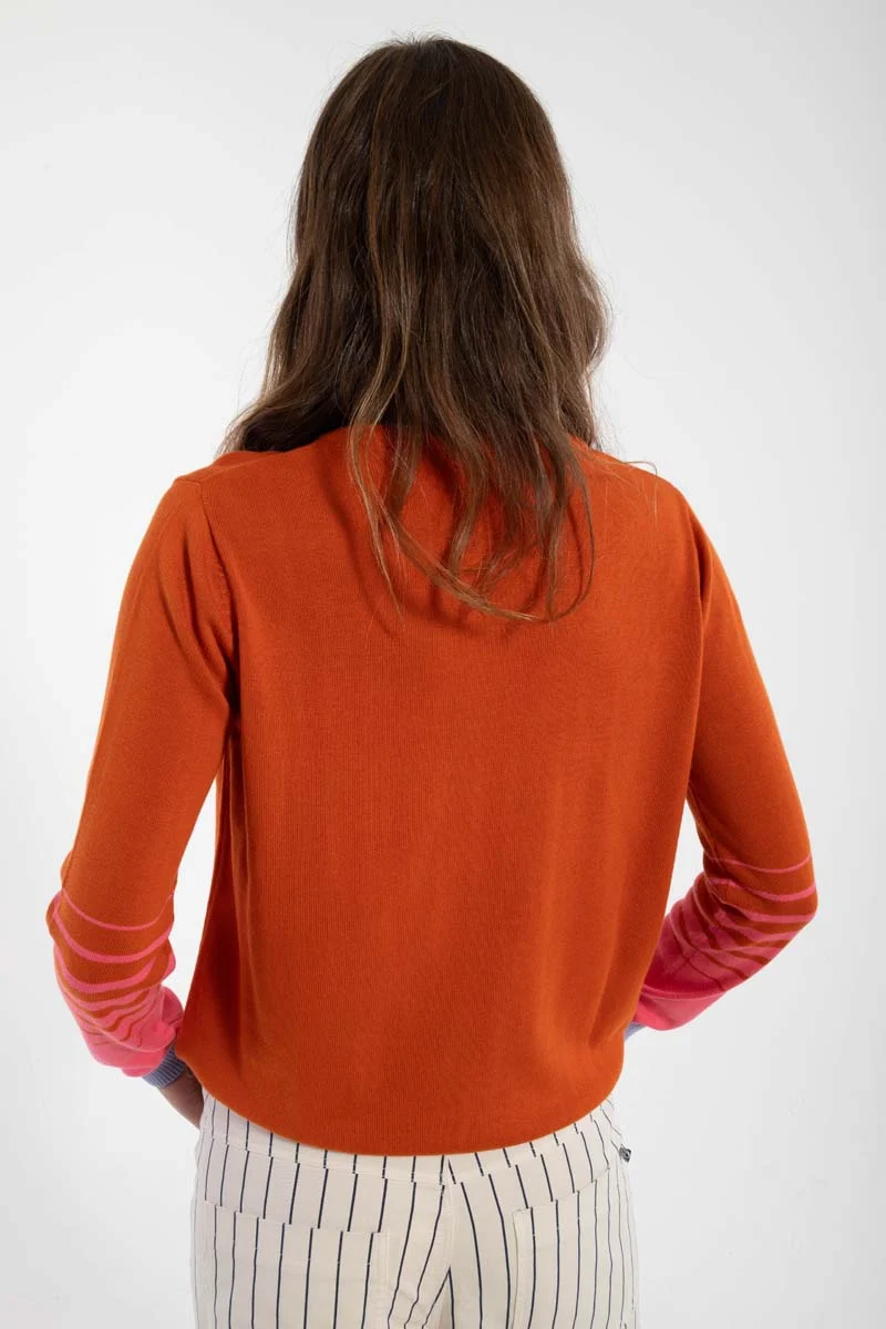 Danepool Cotton Knit Sweater Light Rust/Bright Pink/Lilla