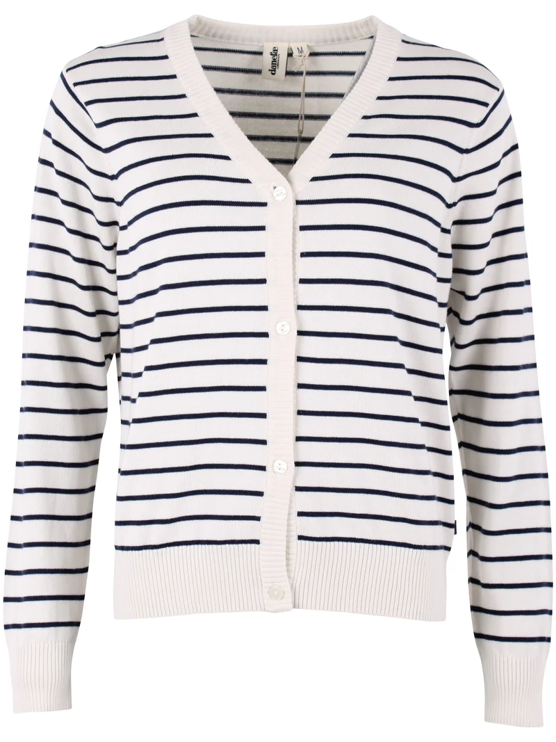 Danejolly Cotton Knit Cardigan Chalk/Dk Navy