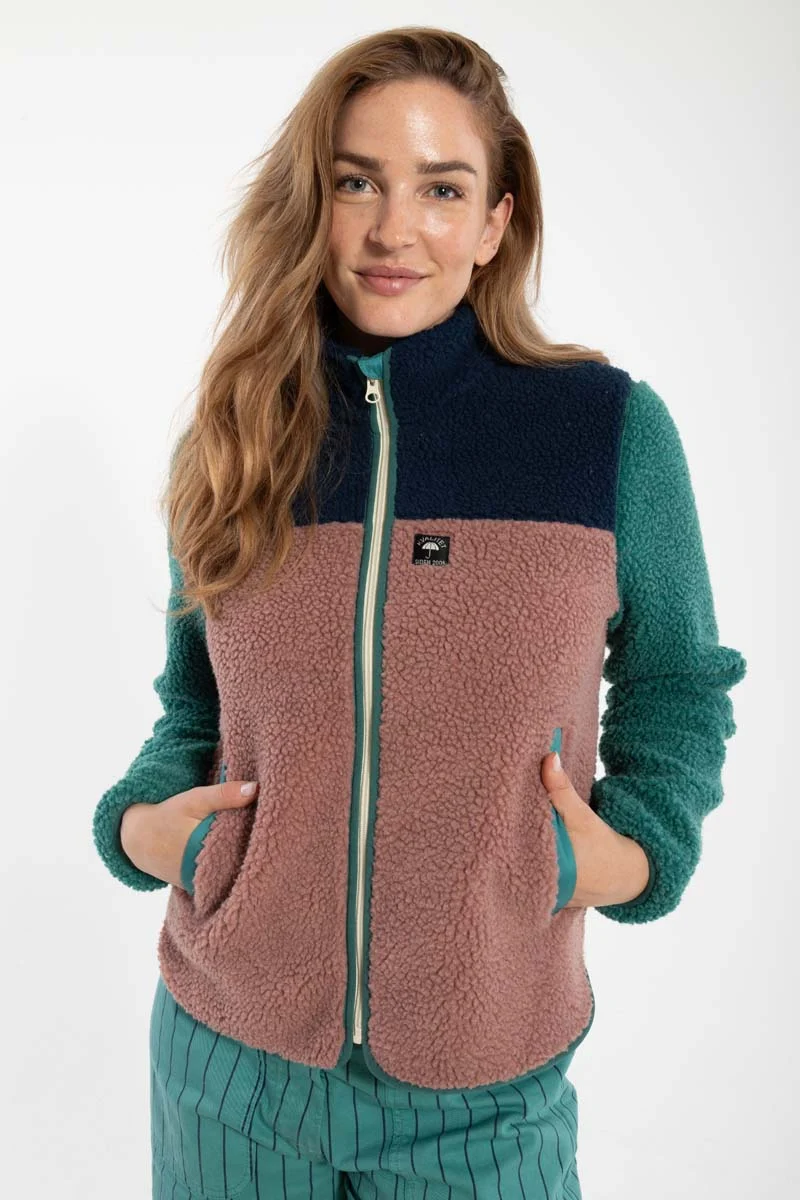 Danebirk Fleece Zip-Up Dk Navy/Light Slate/Dk Rose