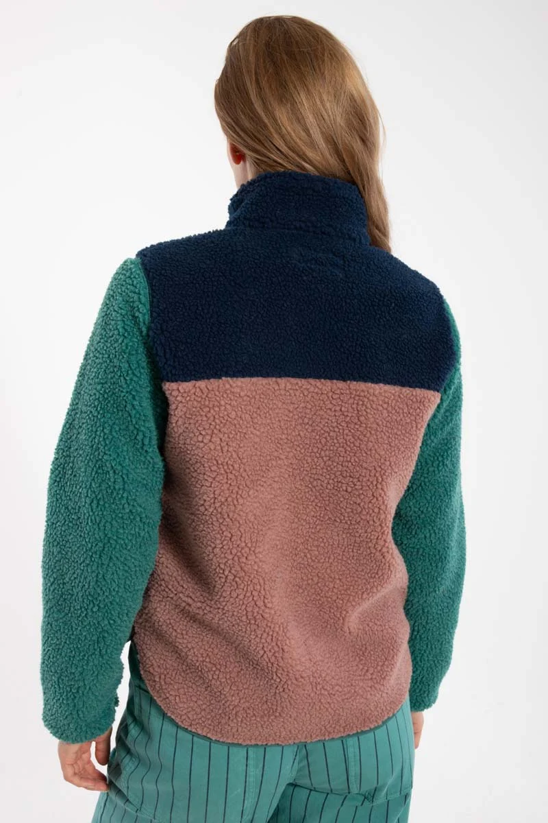 Danebirk Fleece Zip-Up Dk Navy/Light Slate/Dk Rose