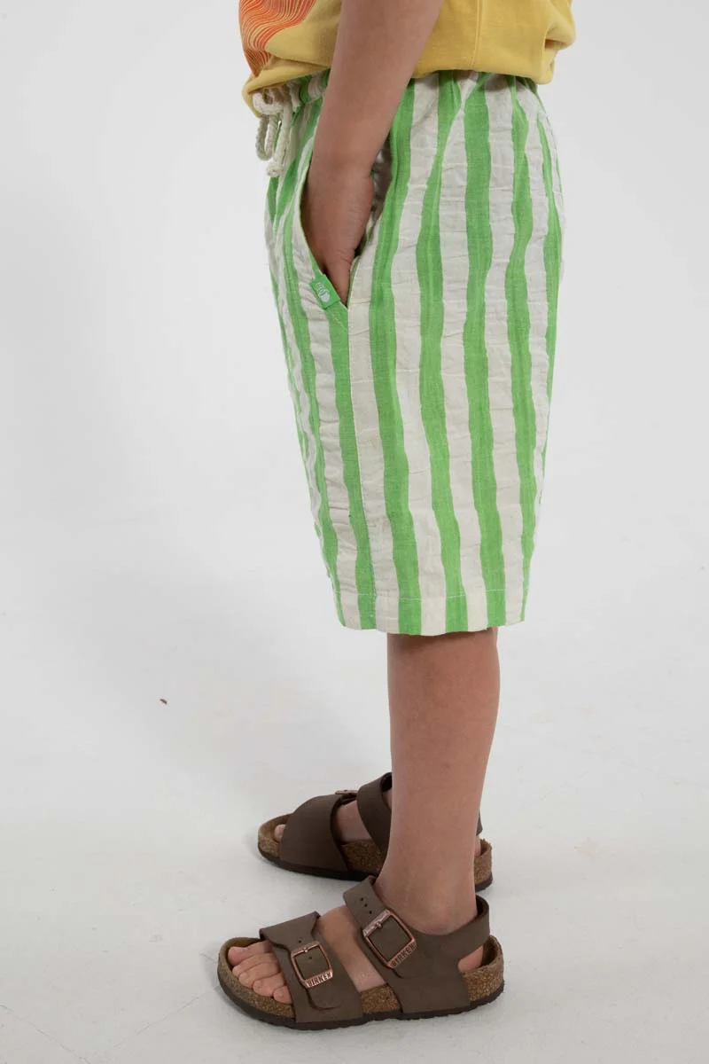 Danegorm Seersucker Shorts Bright Green/Chalk