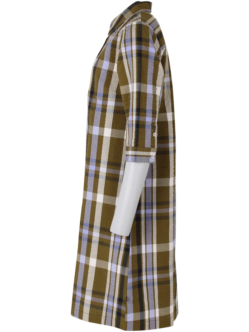 Danecarnation Searsucker Dress Olive WOVENCHECK
