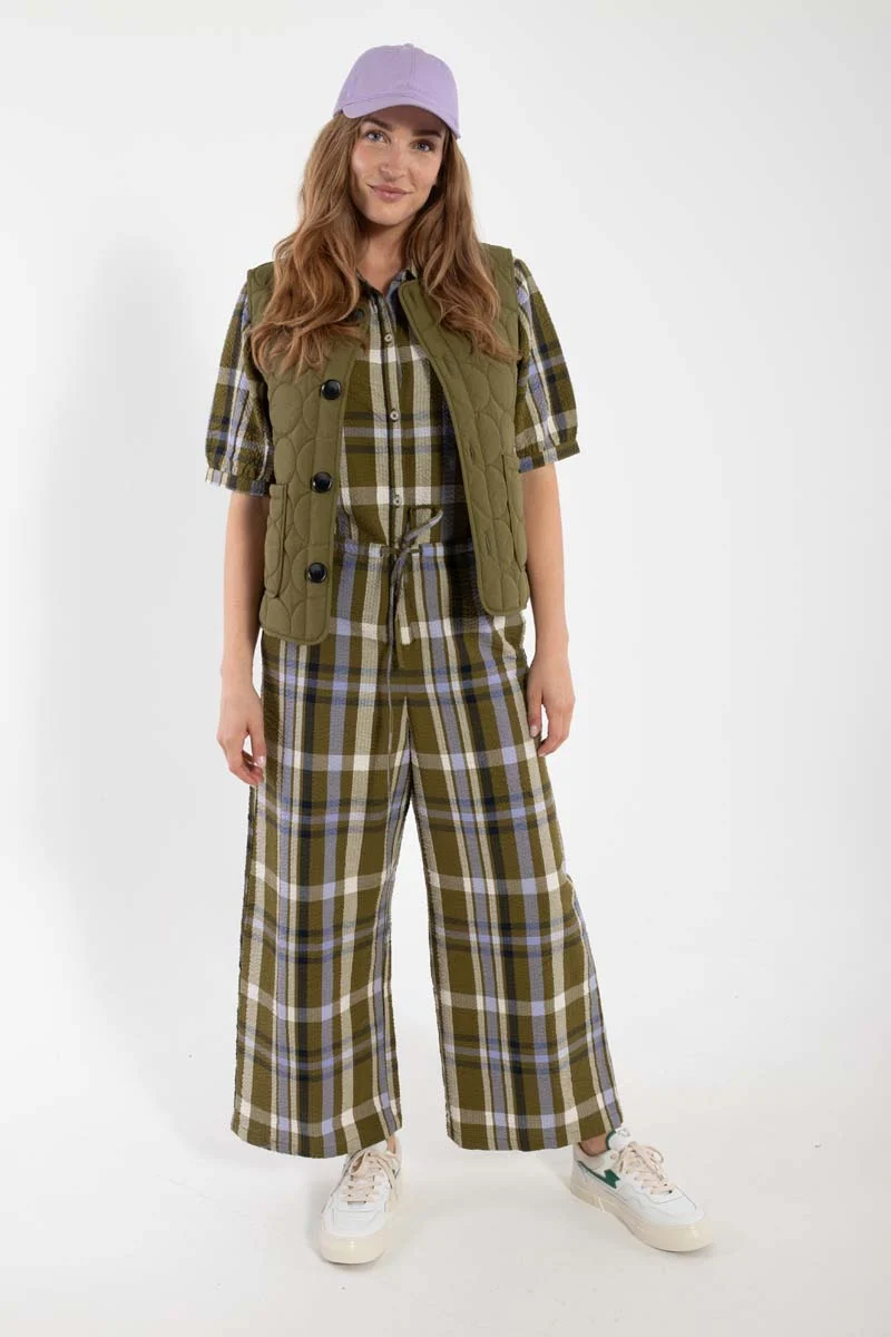 Danefruit Searsucker Suit Olive WOVENCHECK