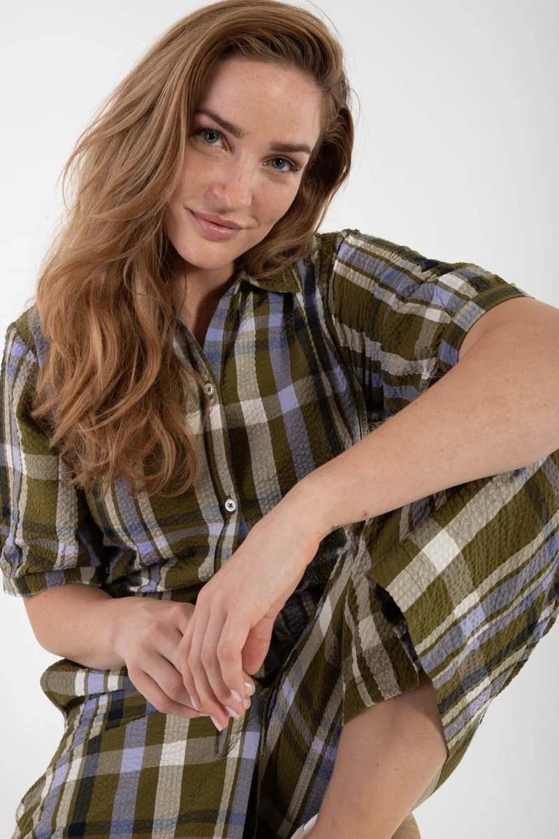 Danefruit Searsucker Suit Olive WOVENCHECK