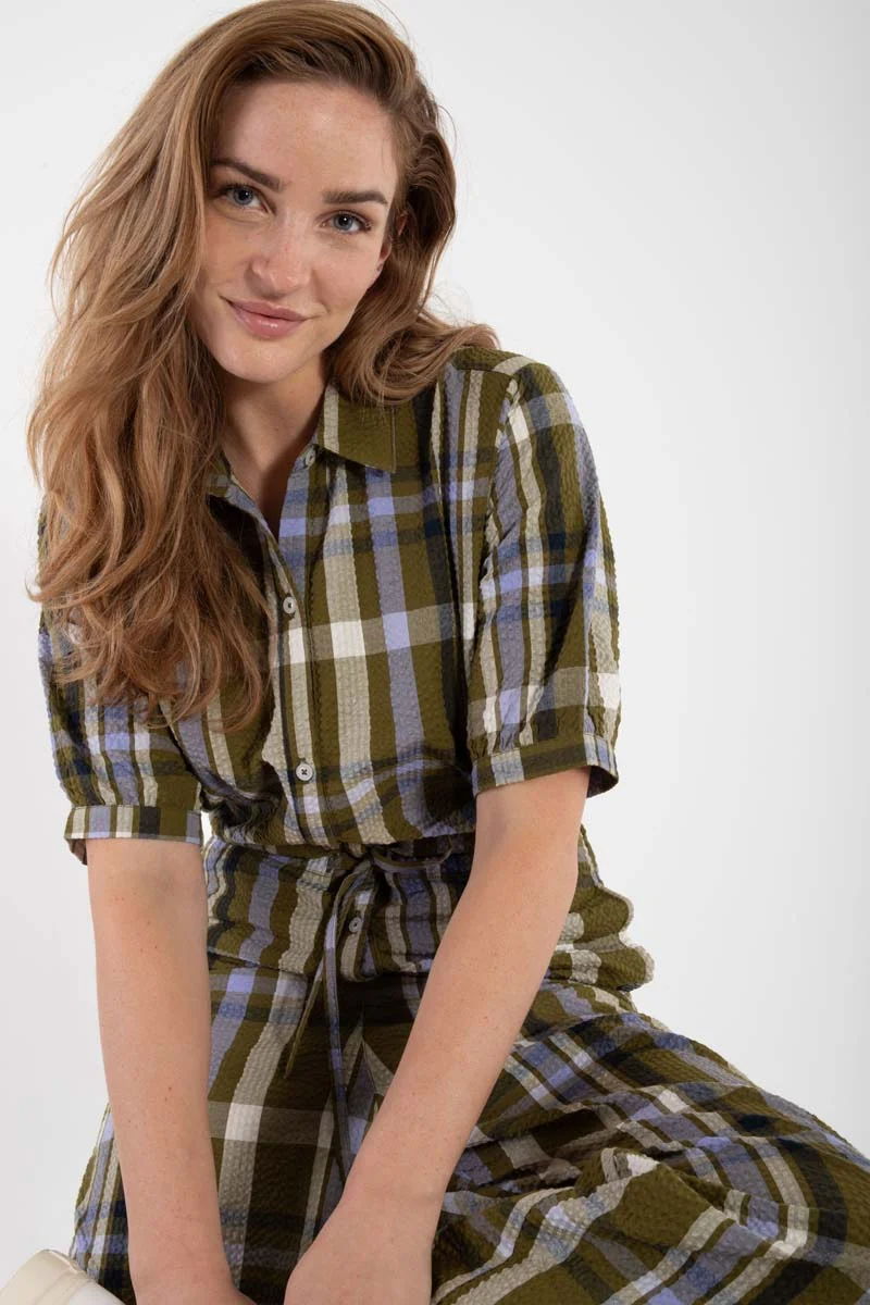 Danefruit Searsucker Suit Olive WOVENCHECK