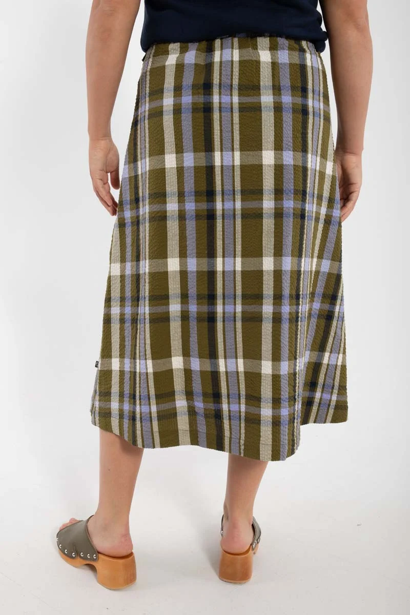 Danevisit Searsucker Skirt Olive WOVENCHECK