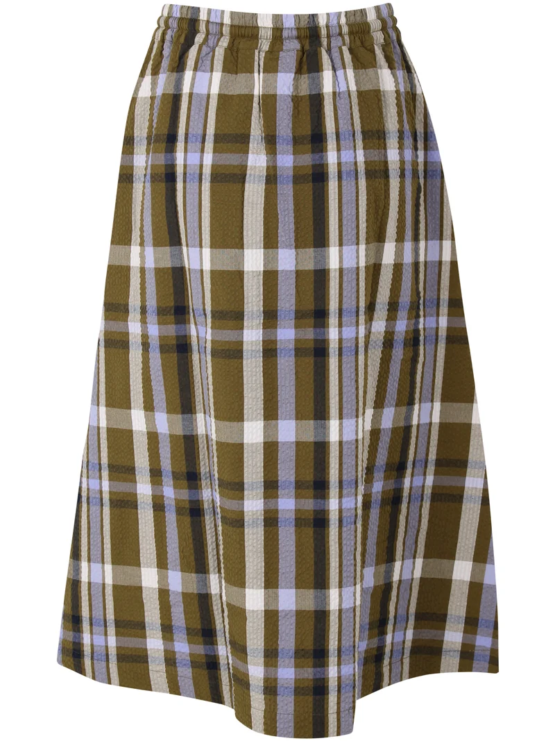 Danevisit Searsucker Skirt Olive WOVENCHECK