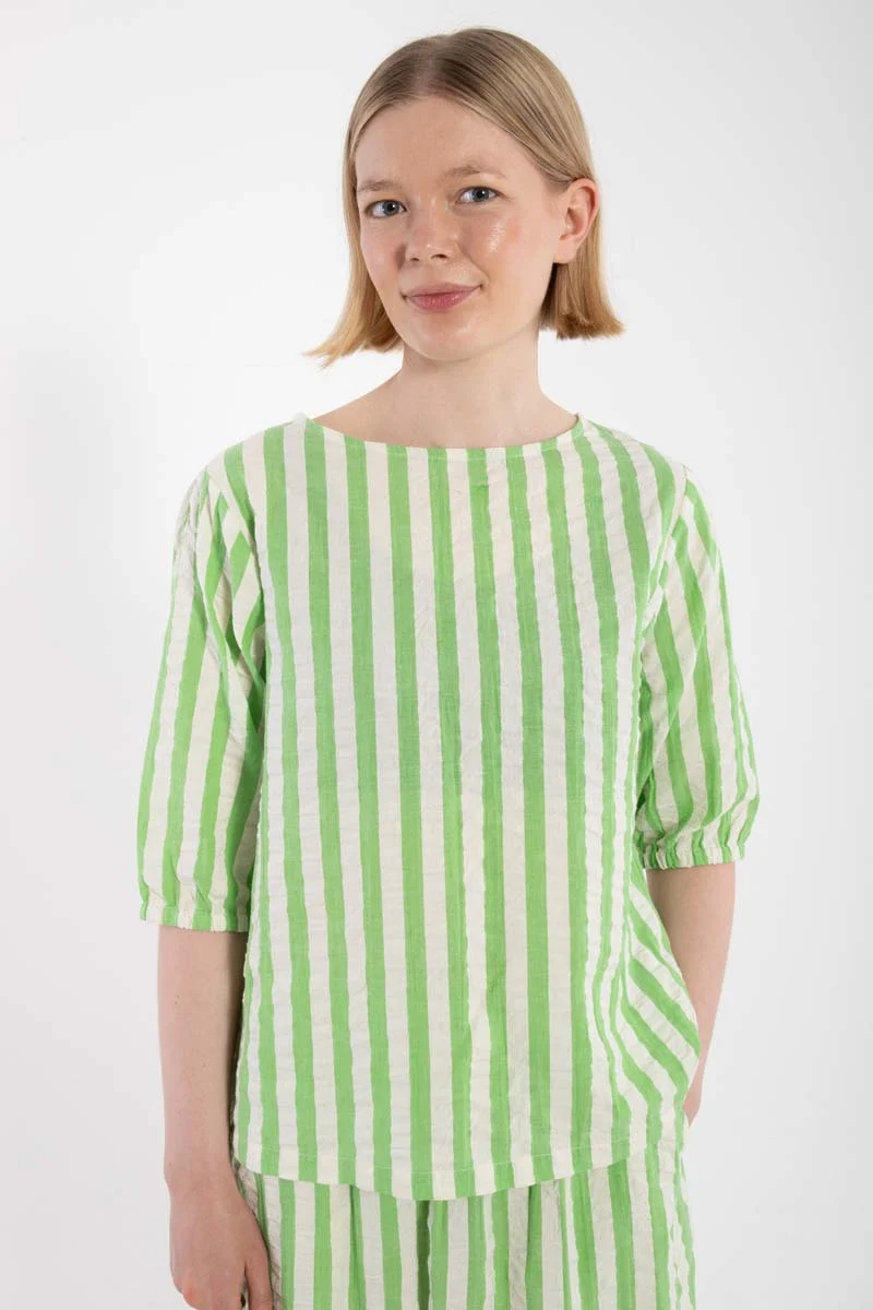 Danecremant Searsucker Shirt Bright Green/Chalk