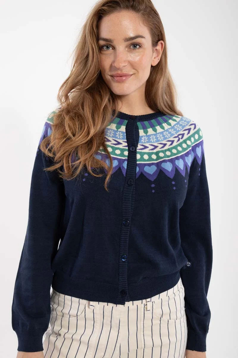 Danesweetheart Cotton Knit Cardigan Dk Navy