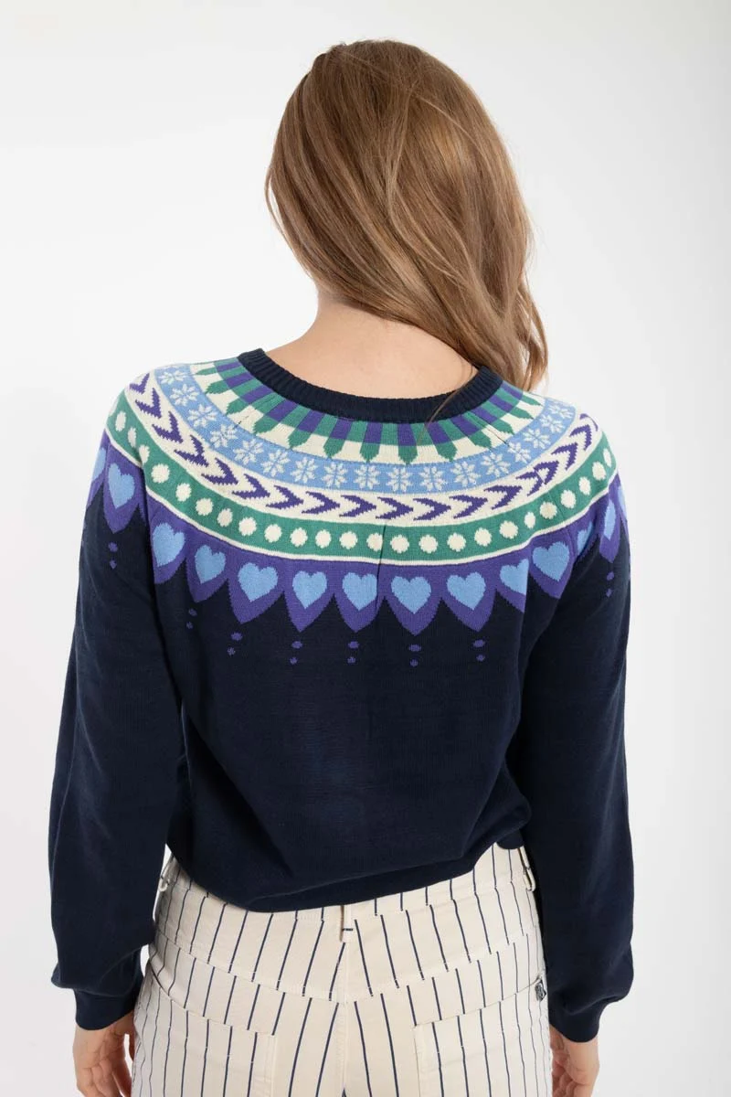 Danesweetheart Cotton Knit Cardigan Dk Navy