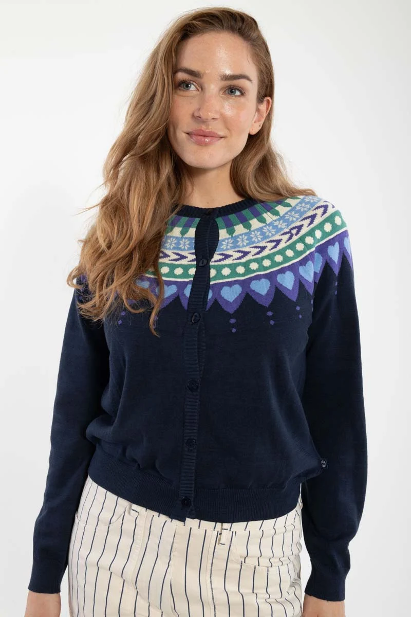 Danesweetheart Cotton Knit Cardigan Dk Navy