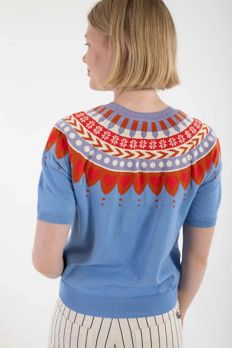 Danehope Cotton Knit Sweater Tee Waterblue