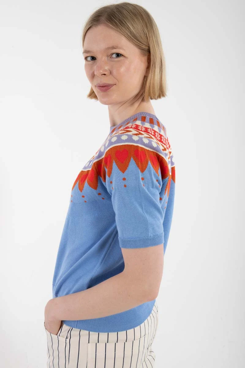 Danehope Cotton Knit Sweater Tee Waterblue