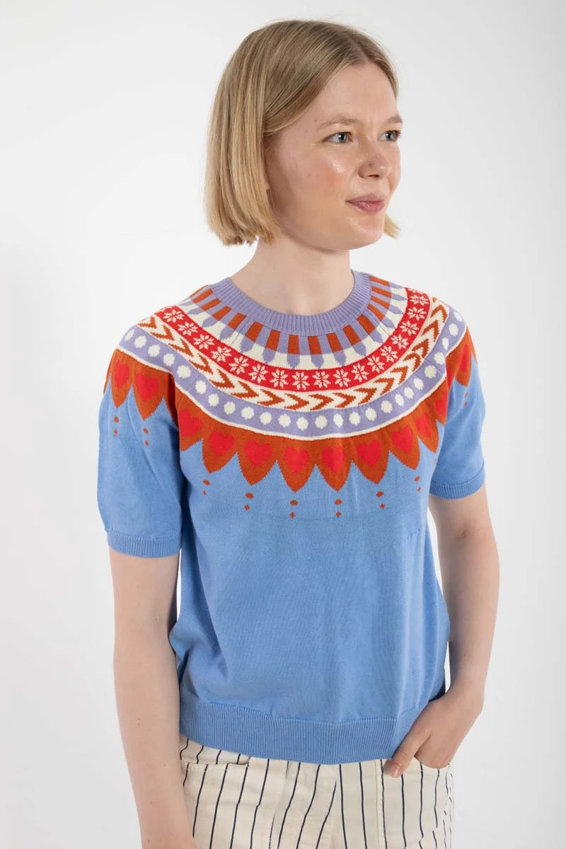 Danehope Cotton Knit Sweater Tee Waterblue