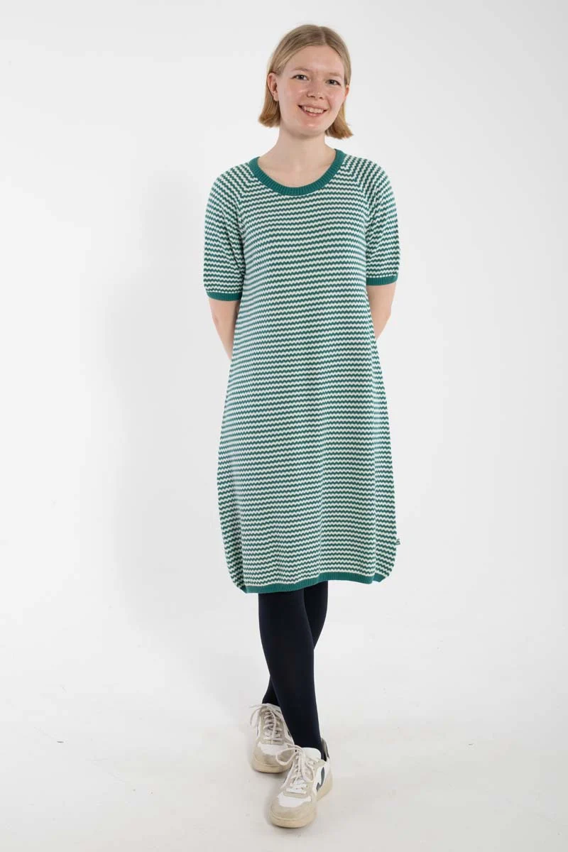 Daneblomme Pearl Knit Sweater Dress Dk Slate/Chalk