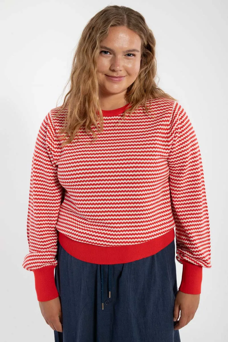 Danefox Pearl Knit Sweater Summer Red/Chalk