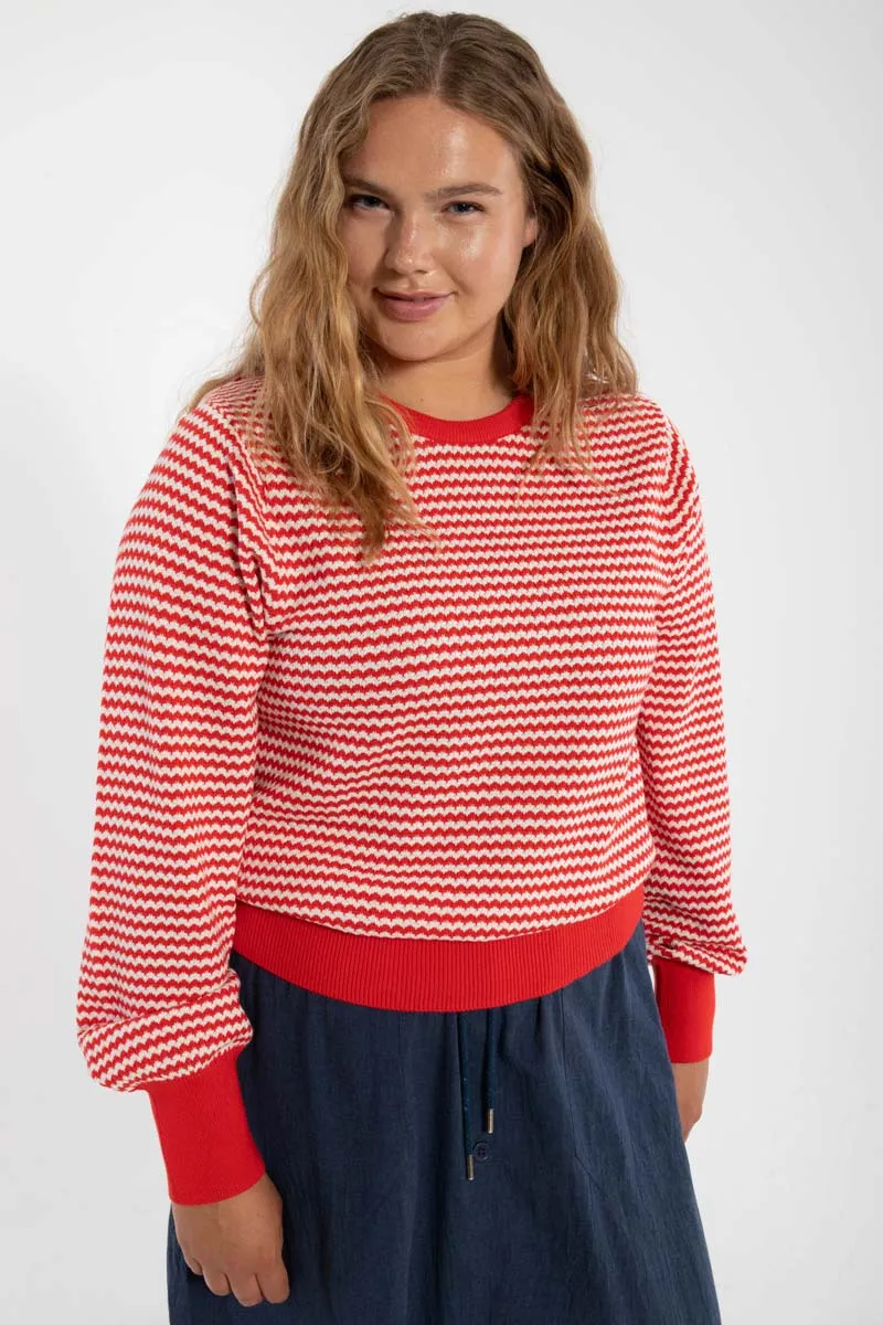 Danefox Pearl Knit Sweater Summer Red/Chalk