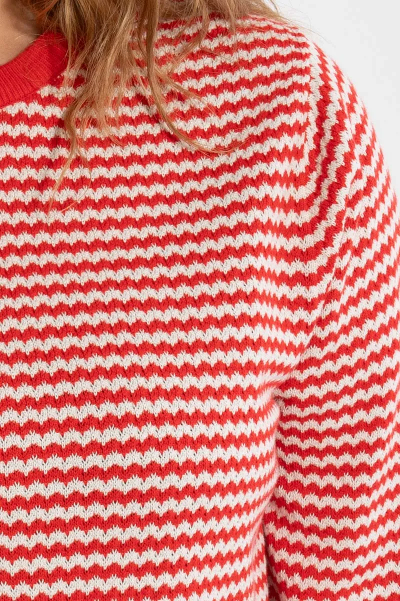 Danefox Pearl Knit Sweater Summer Red/Chalk
