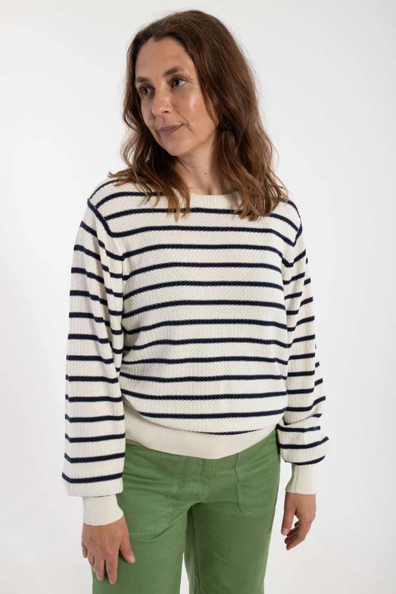Danefox Cotton Knit Sweater Chalk/Dk Navy