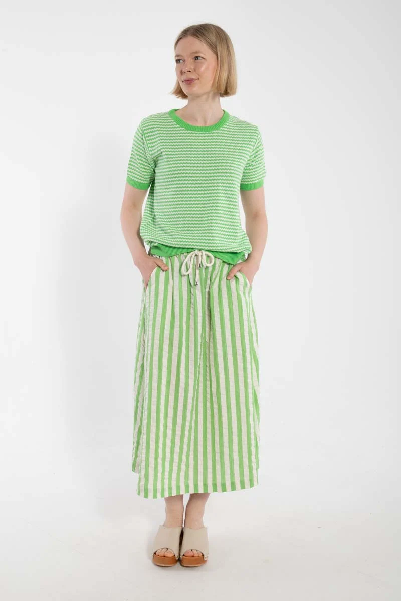 Danesilver Pearl Knit Sweater Tee Bright Green/Chalk