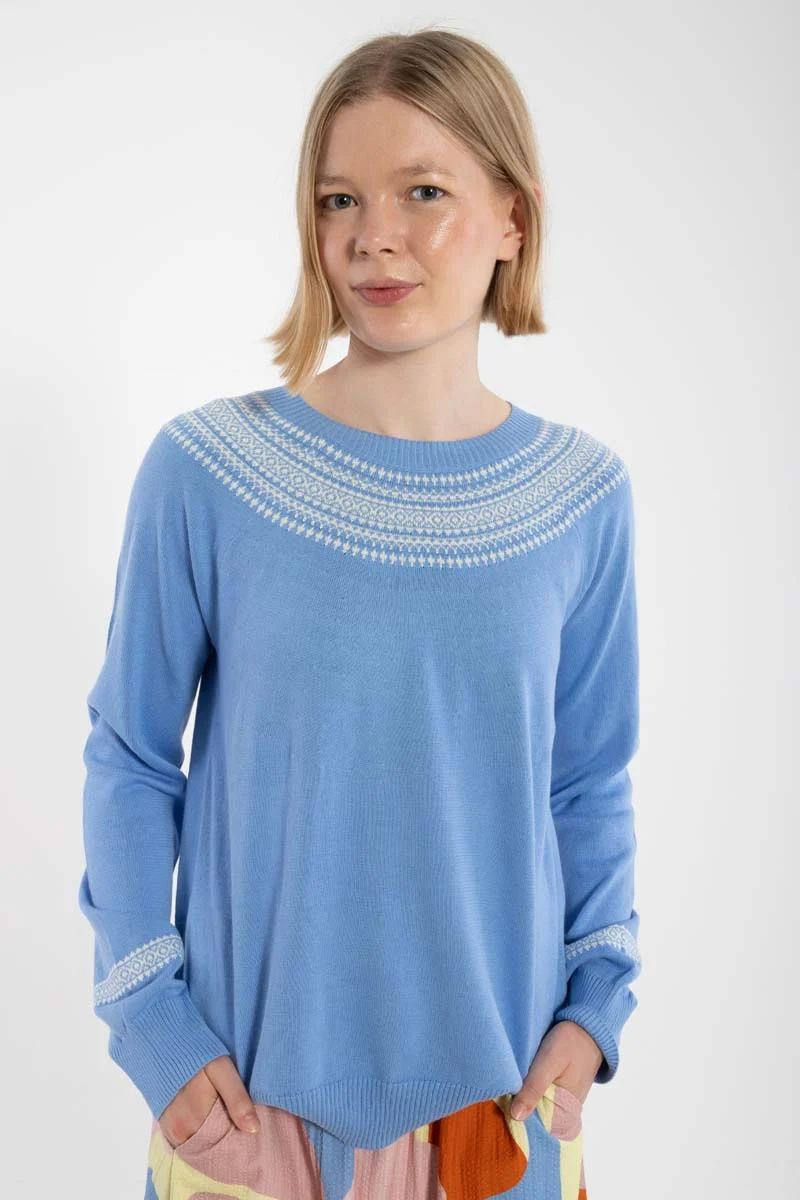 Danebright Light Cotton Knit Sweater Waterblue/Chalk