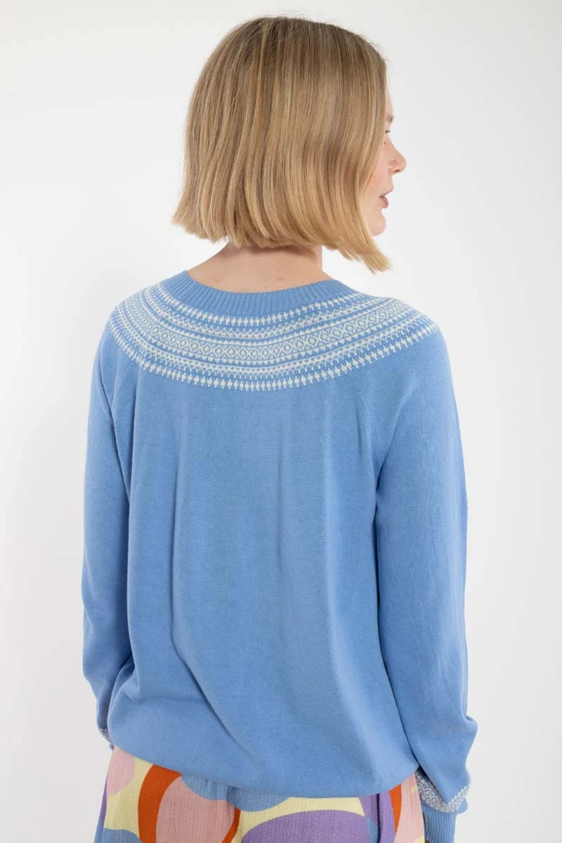 Danebright Light Cotton Knit Sweater Waterblue/Chalk