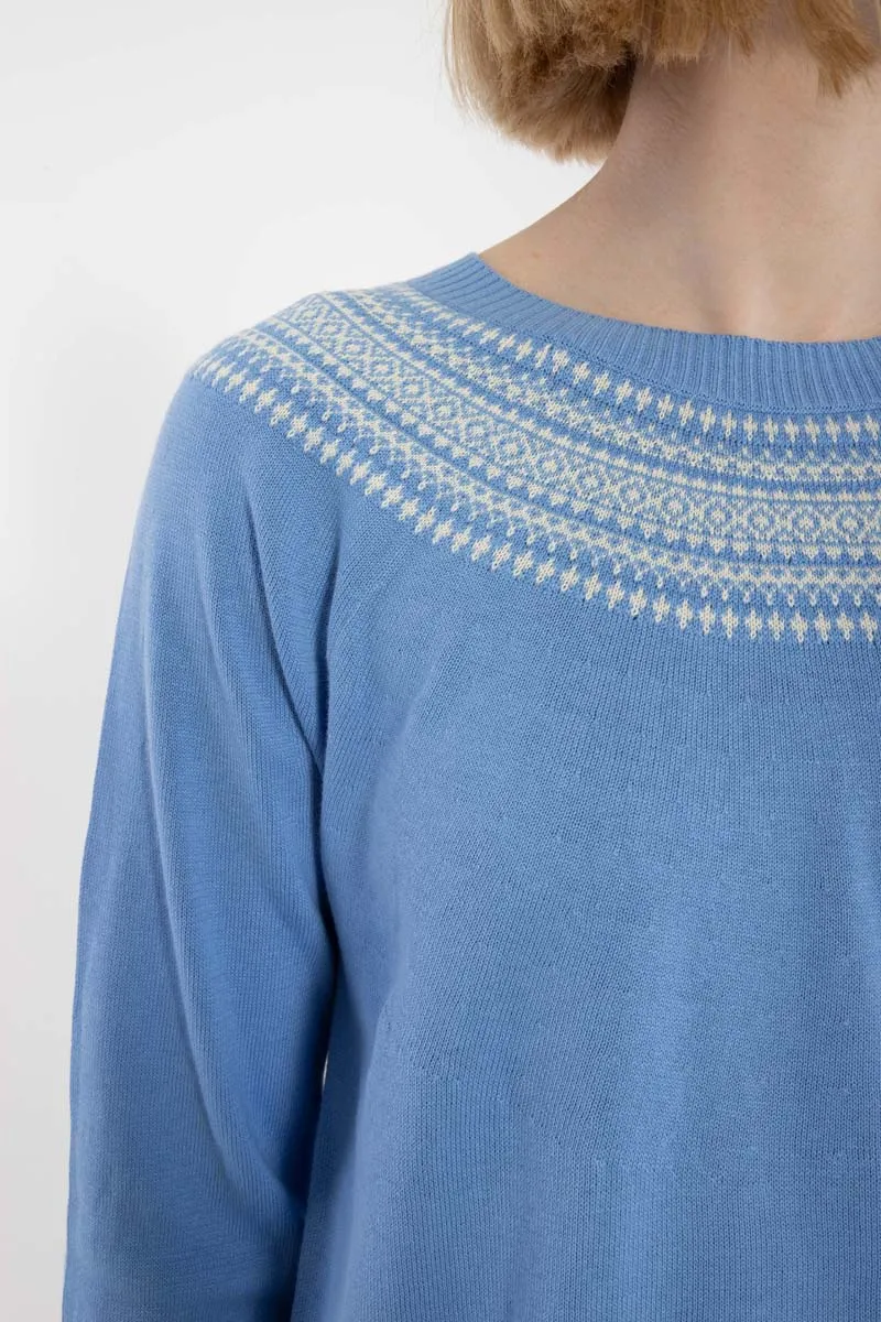 Danebright Light Cotton Knit Sweater Waterblue/Chalk