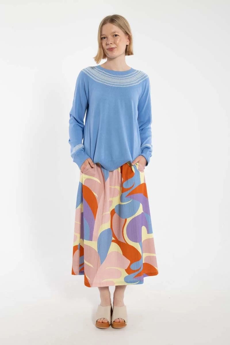 Danebright Light Cotton Knit Sweater Waterblue/Chalk
