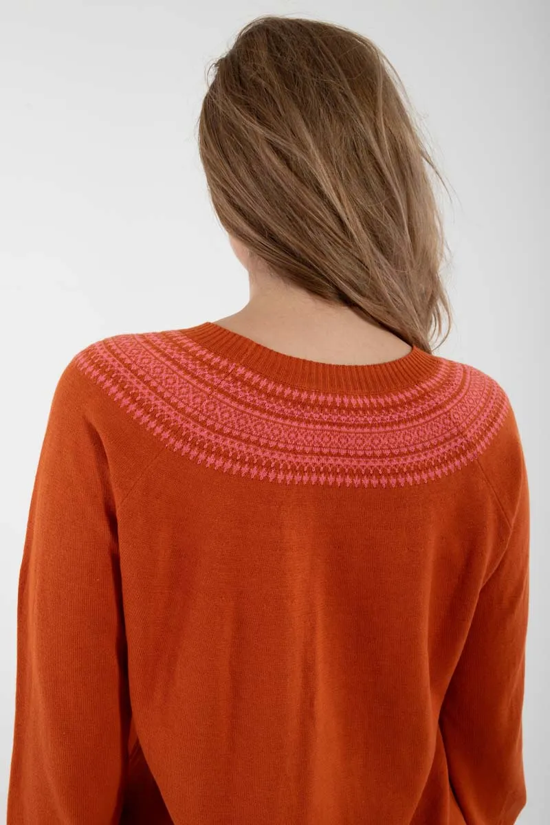 Danebright Light Cotton Knit Sweater Light Rust/Bright Pink