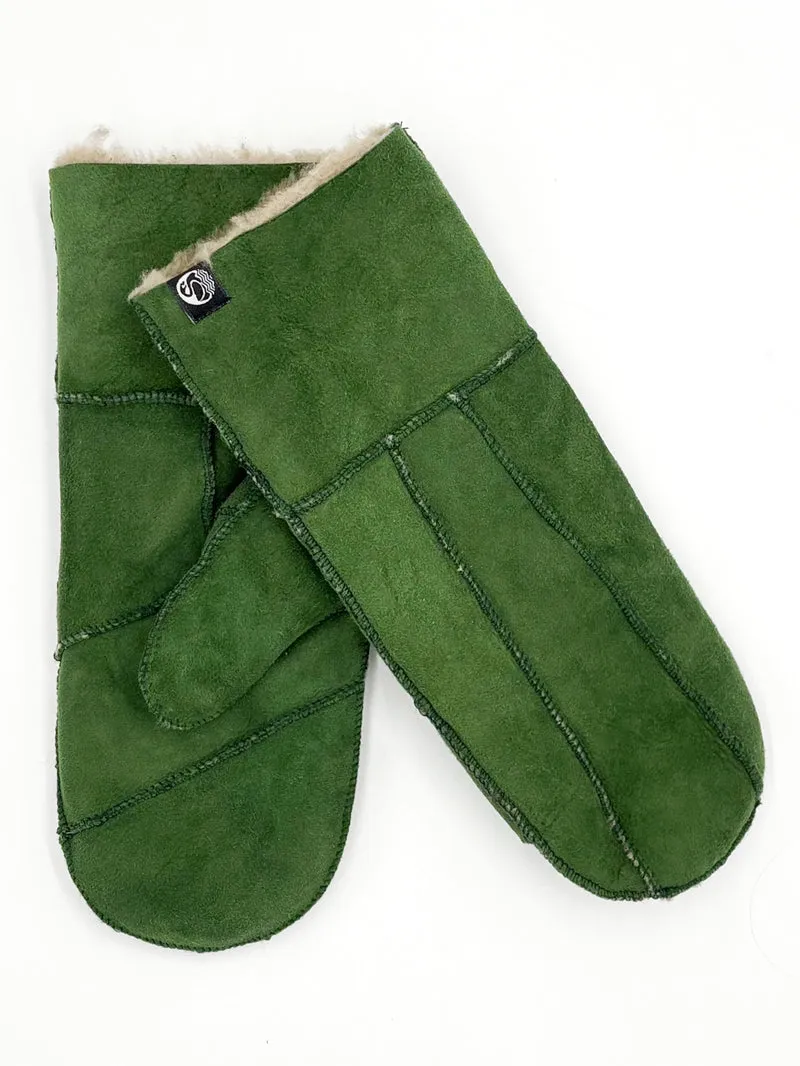 No Waste Sheepskin Gloves Green