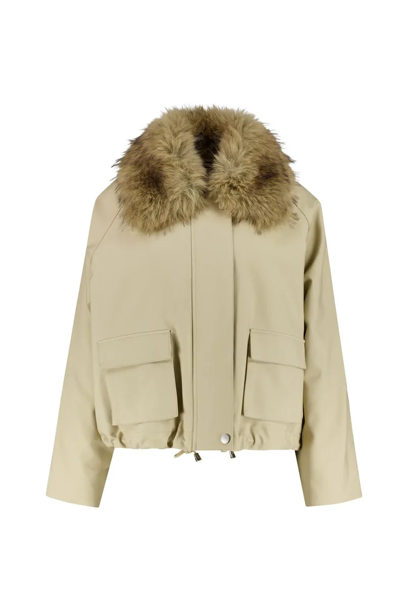 Jacke mit Faux Fur Kragen