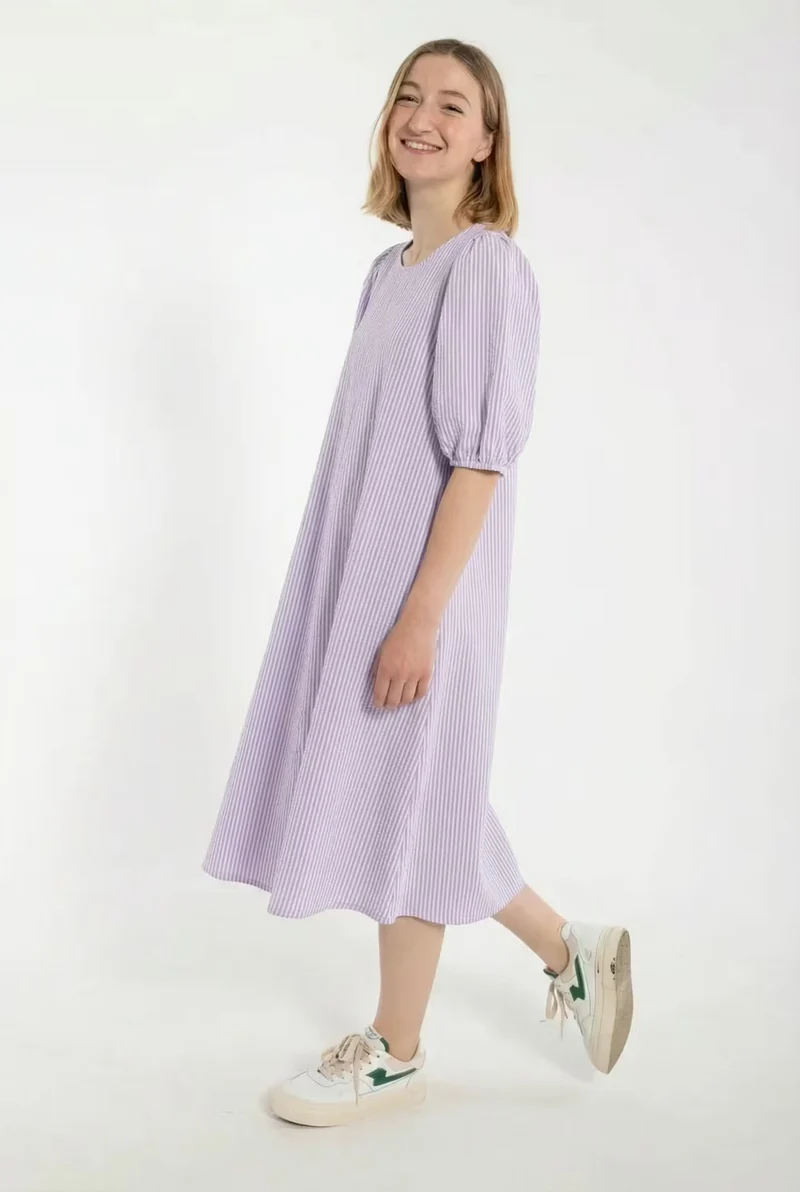 Daniris Seersucker Dress Lavender/Chalk