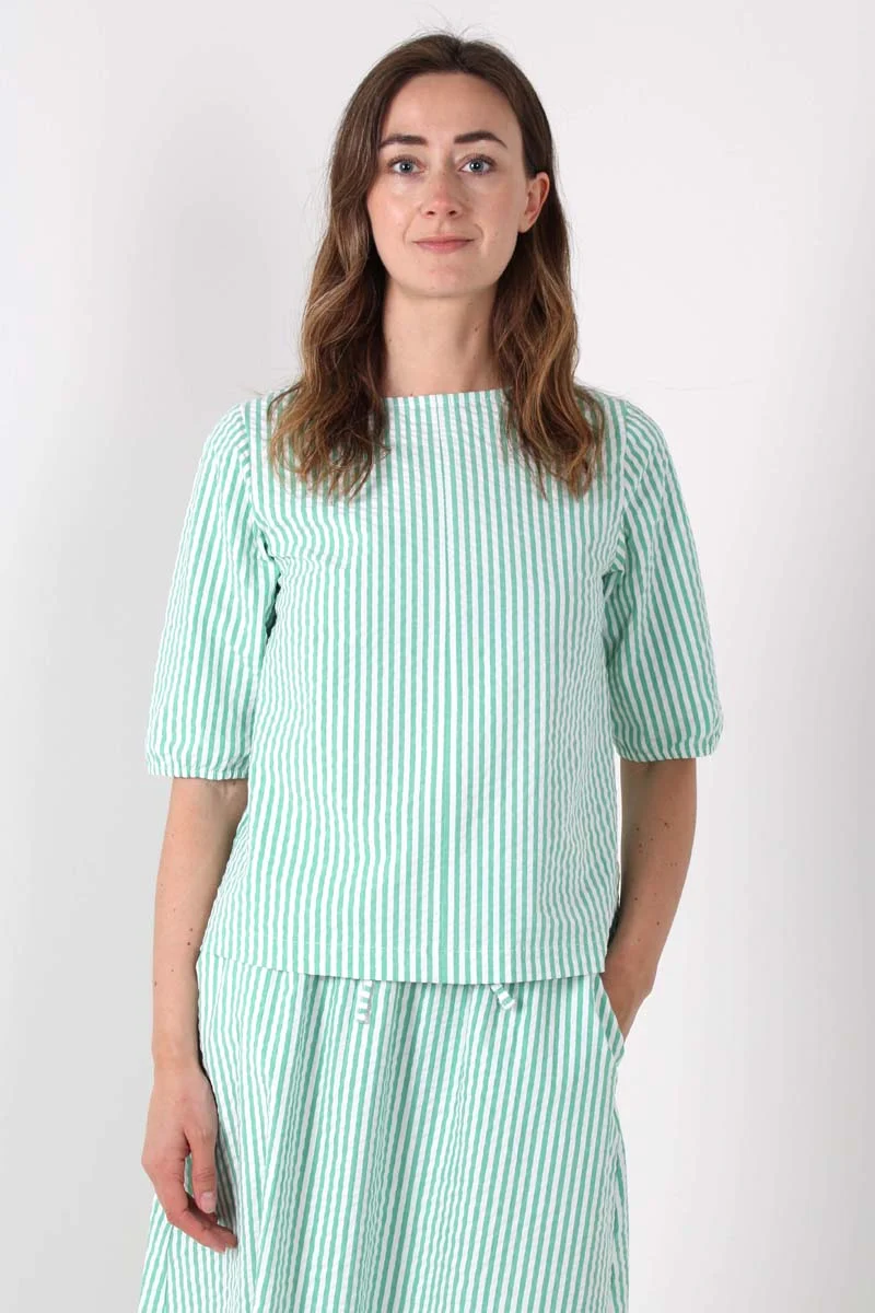 Danecremant Heavy Seersucker Shirt Green/Chalk