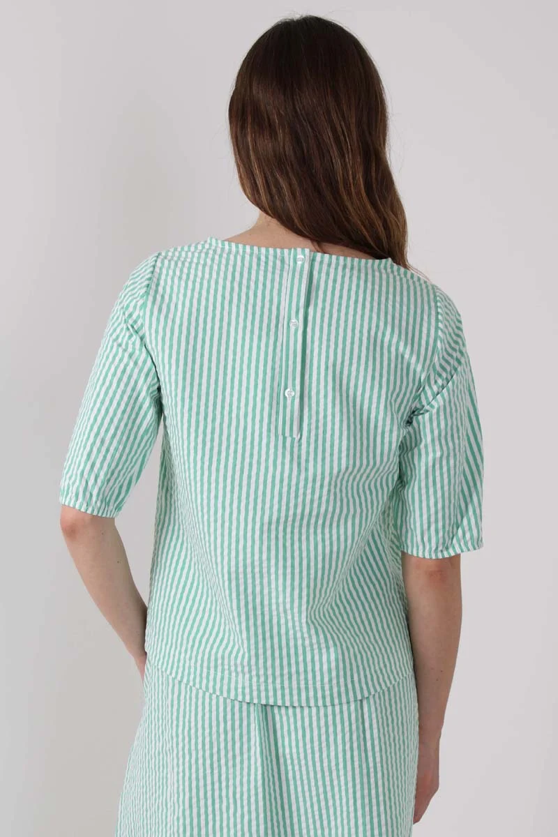 Danecremant Heavy Seersucker Shirt Green/Chalk