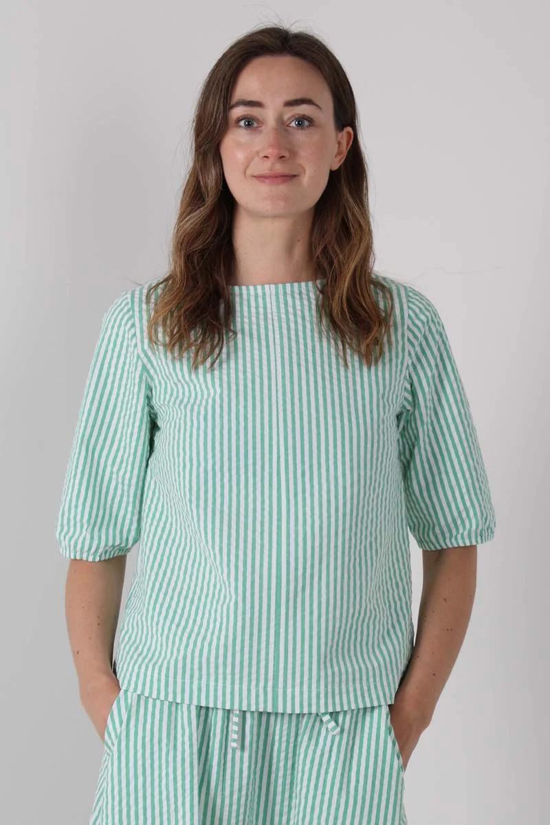 Danecremant Heavy Seersucker Shirt Green/Chalk