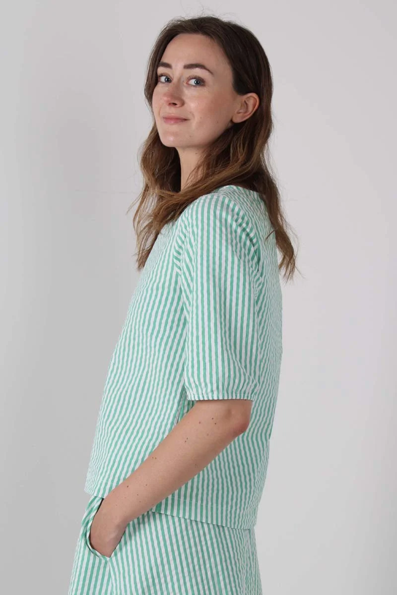 Danecremant Heavy Seersucker Shirt Green/Chalk