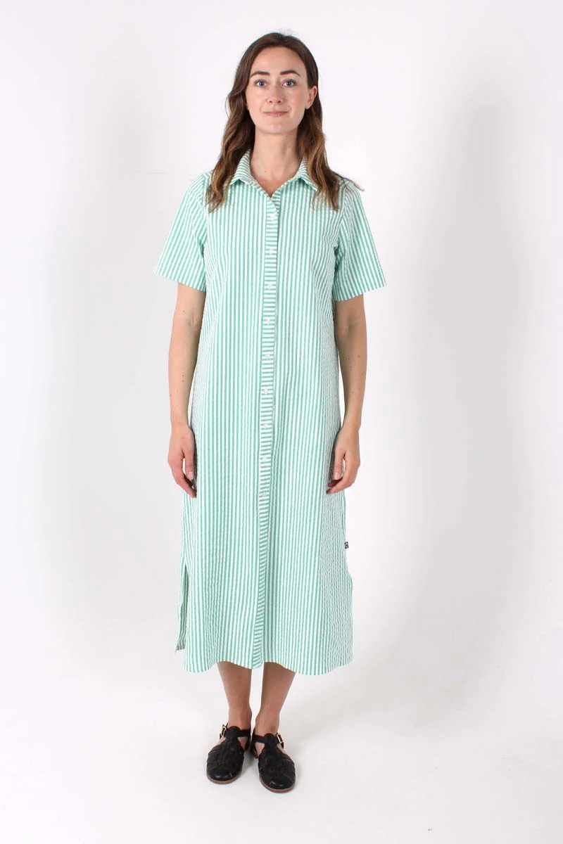 Danepippi SS Heavy Seersucker Dress Green/Chalk