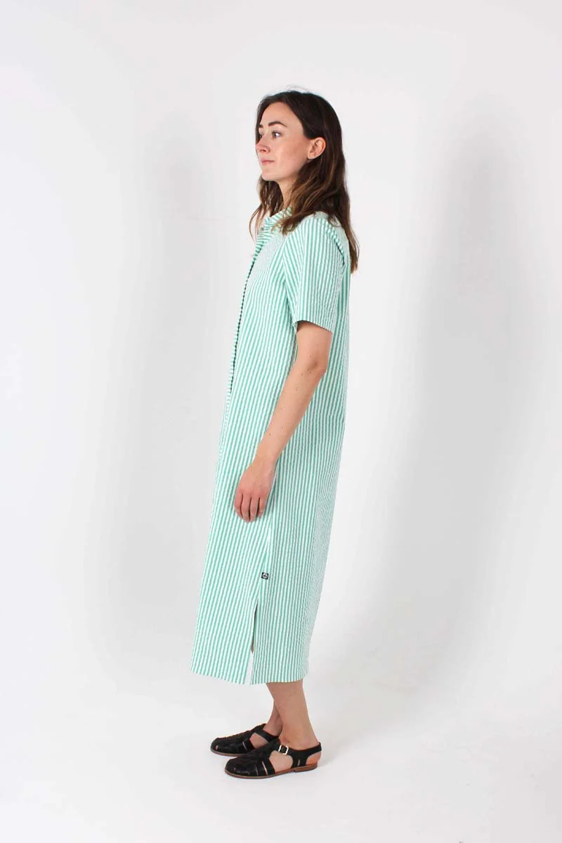 Danepippi SS Heavy Seersucker Dress Green/Chalk
