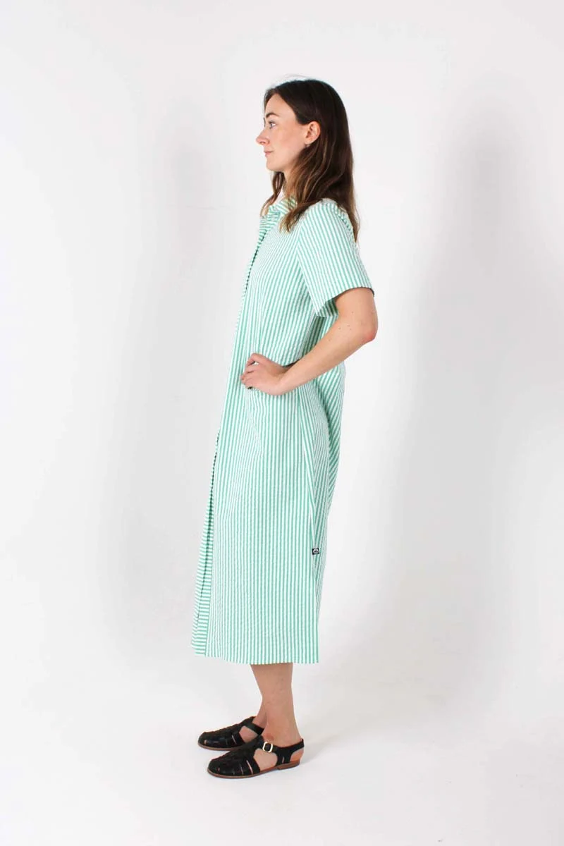Danepippi SS Heavy Seersucker Dress Green/Chalk