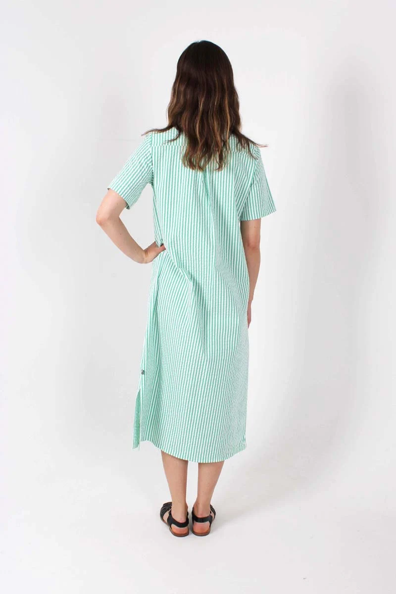 Danepippi SS Heavy Seersucker Dress Green/Chalk