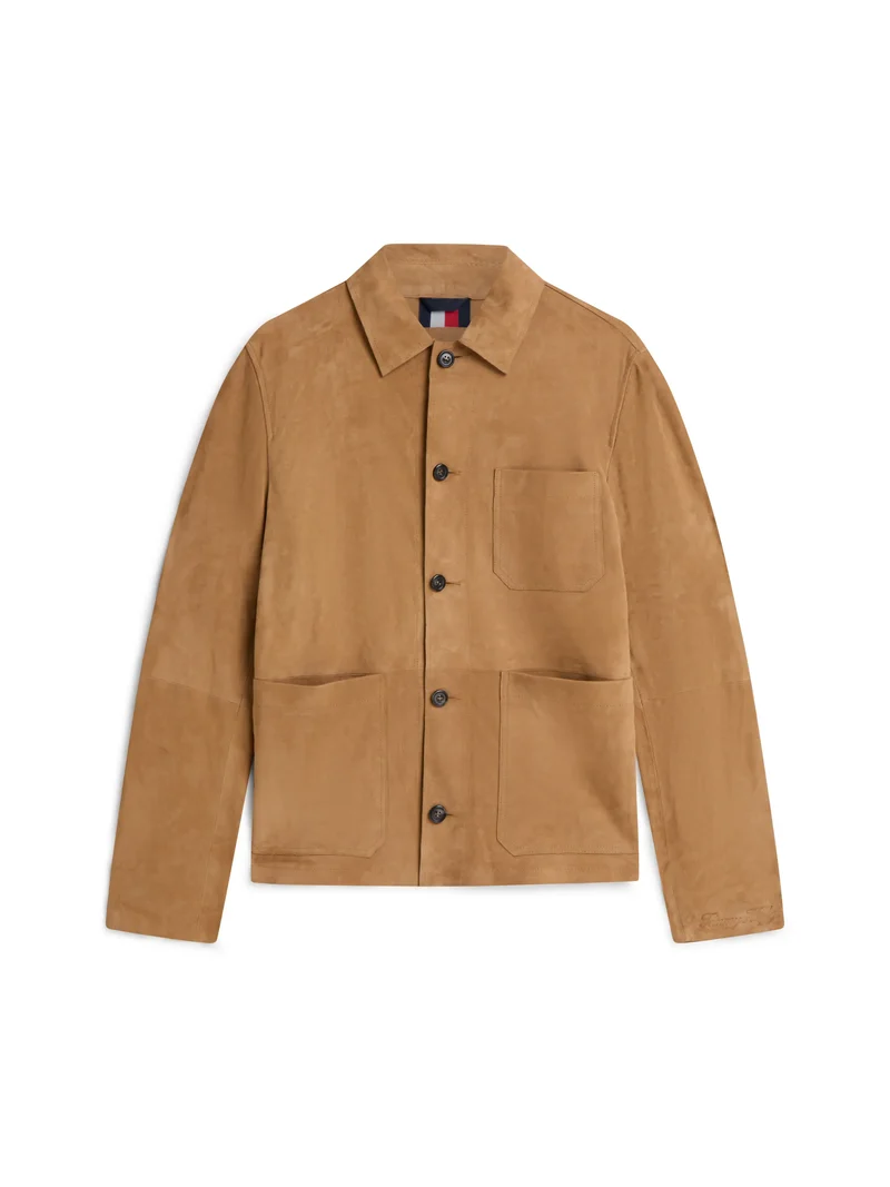 Lederjacke mit aufliegendem Kragen