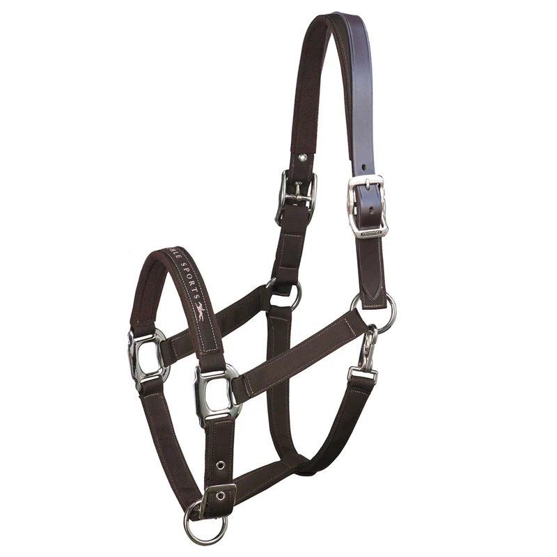 Schockmöhle Sports Memphis Breakaway, Nylon Halfter + Lederband Chocolate Brown P