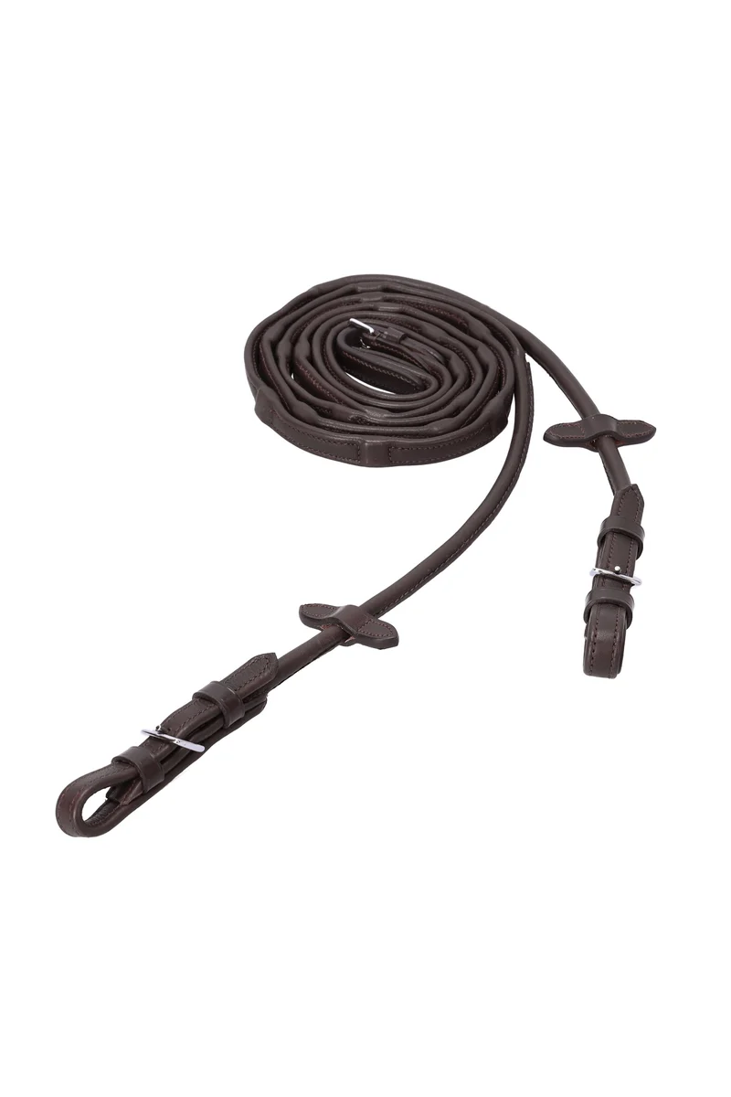 Durasoft rundgenähte Zügel dark brown/silver WB