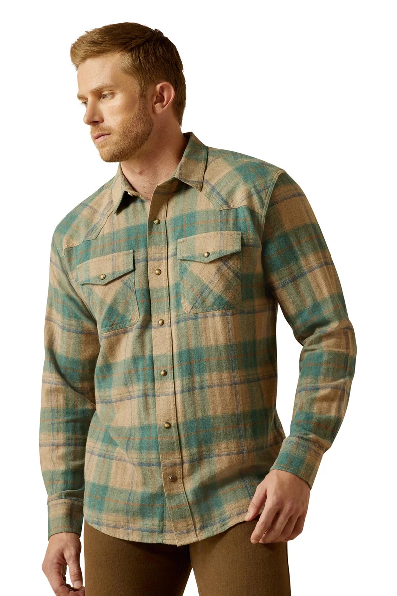 Huxlee Retro Fit Herren Hemd Deep Teal L