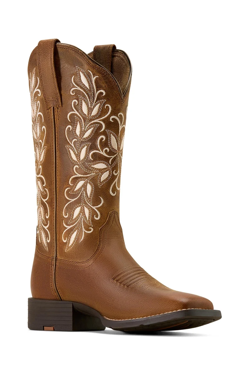 Damen Round Up Holly Westernstiefel mit breiten Square Toe Pearl 41,5