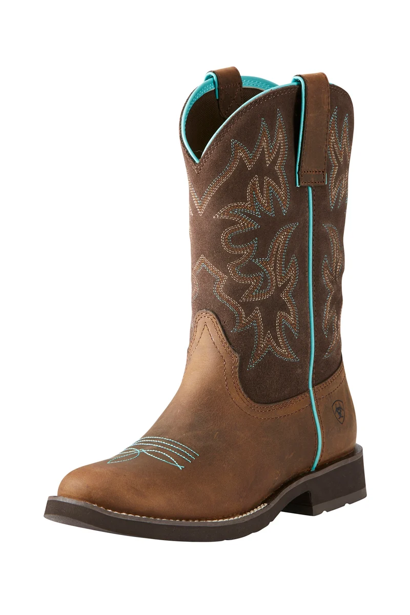 Delilah Round Toe Damen Westernstiefel Distressed Brown 41